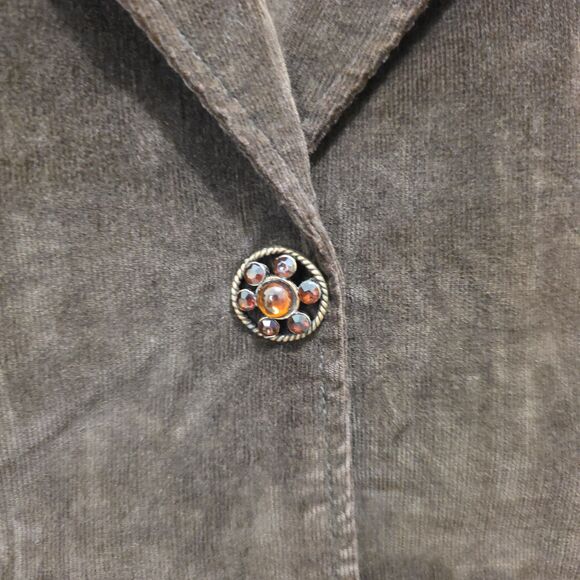 Live A Little Stretch Corduroy Jacket Blazer Med Brown Western Cowgirl Chic - Picture 7 of 10